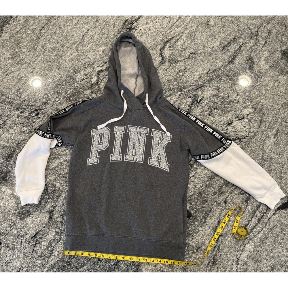VICTORIA SECRET PINK SEQUENCE EMBROIDERED Sweater Hoodie XS Limited Edition #80